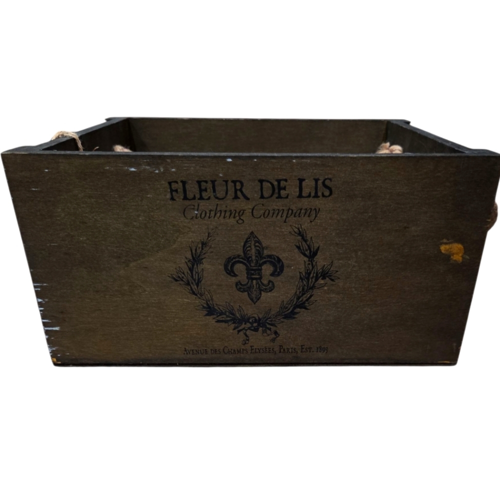 New With Tags! Natural Origins Rustic Wooden Storage Box w/ Handles